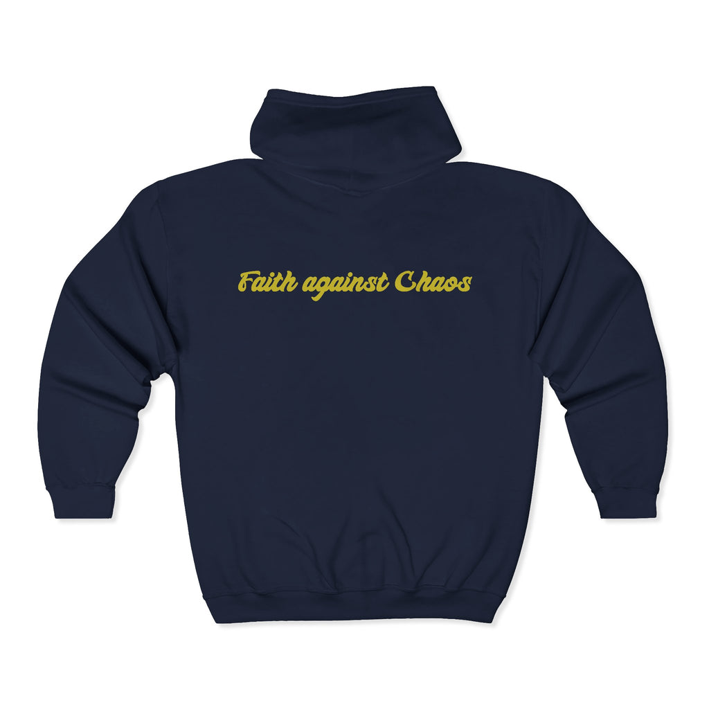 Faith Against Chaos Zip Hoodie — "Your Enemies Will Always Watch, But Your Faith Is Bolder"