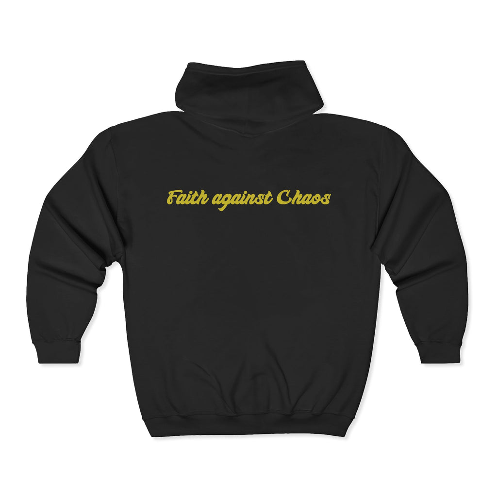 Faith Against Chaos Zip Hoodie — "Your Enemies Will Always Watch, But Your Faith Is Bolder"